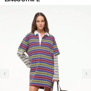STAUD Colorful Striped Long Sleeve Dress